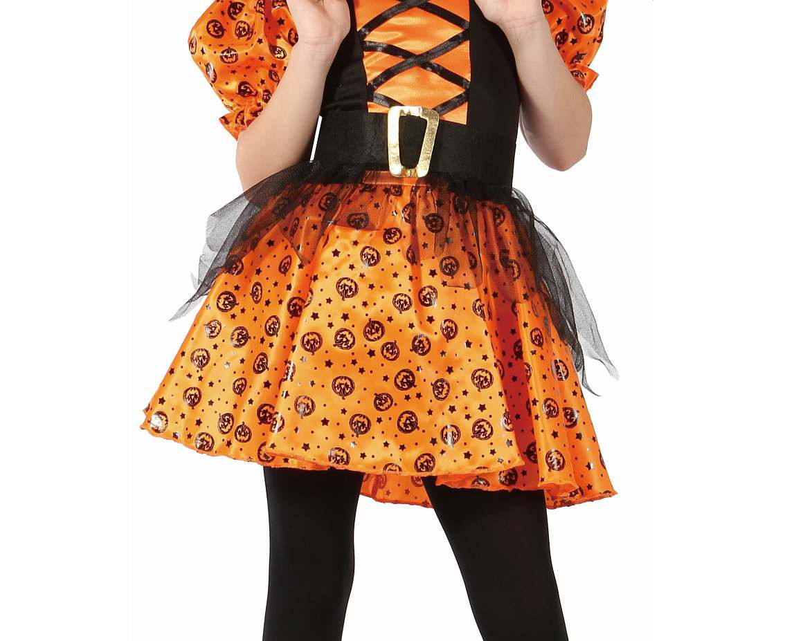 Role play-set for child Orange Witch (dress, hat, belt), size 110/120 cm EOL